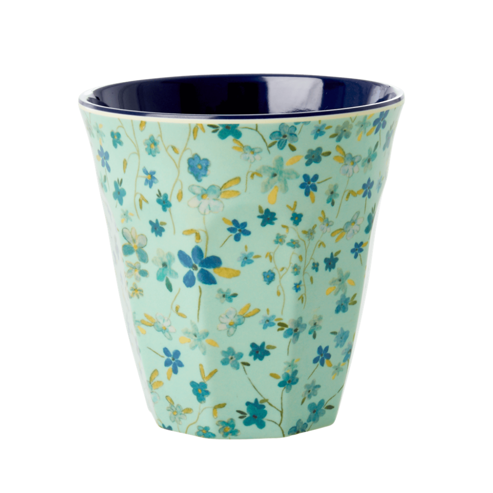 Blue Floral Print Melamine Cup By Rice DK